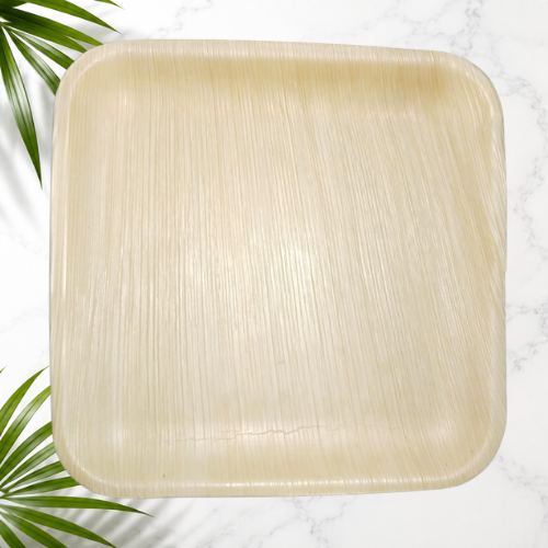 09 Inch Square Areca Plate
